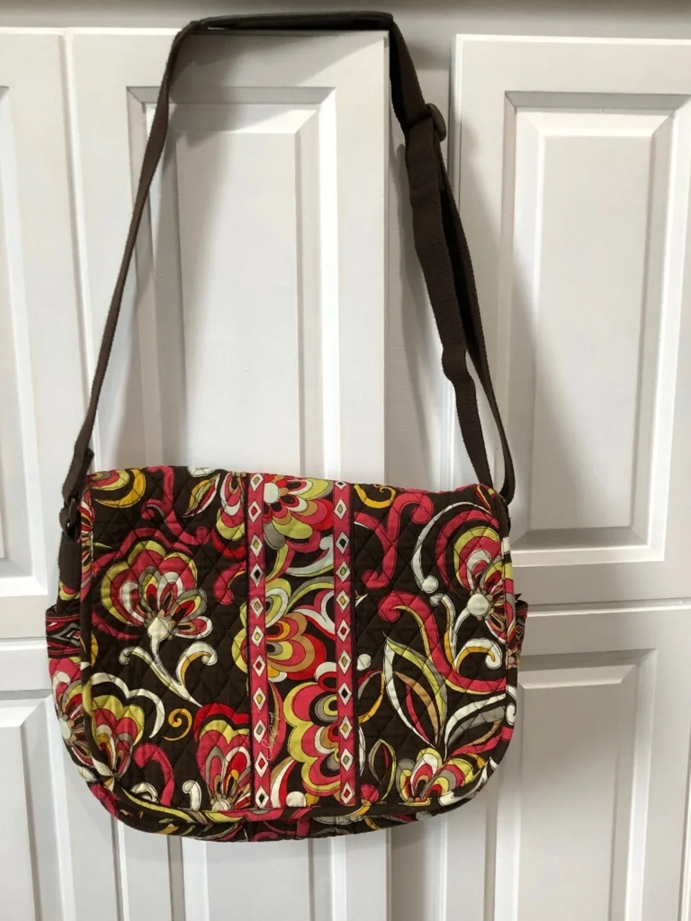 Vera Bradley Puccini Print Floral Laptop Crossbody Messenger Bag
